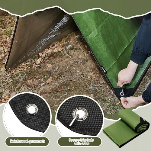 Image of Kingdder 1 Pcs Heavy Duty Emergency Blankets for Survival Camping Blanket Insulated Tarp 8.5 ft x 12 ft Outdoor Waterproof Thermal Reflective Tarp Tent Insulation for Camp Hiking Picnic