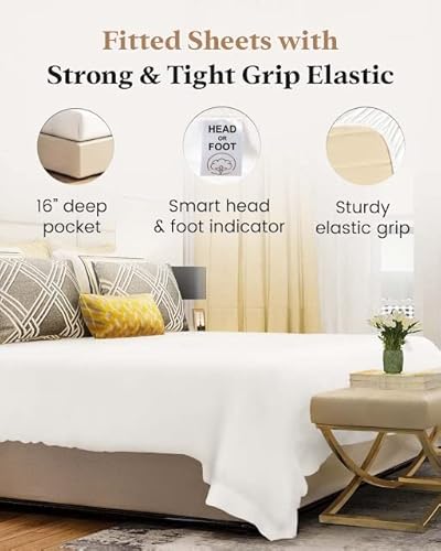 1000 Thread Count White Queen Fitted Sheet Only Deep Pocket,Egyptian Cotton Queen Fitted Sheet Only,Soft Fitted Sheet, Luxury Egyptian Cotton Fitted Sheet, 16” Deep Pocket Queen Fitted Sheet Only #TOP2