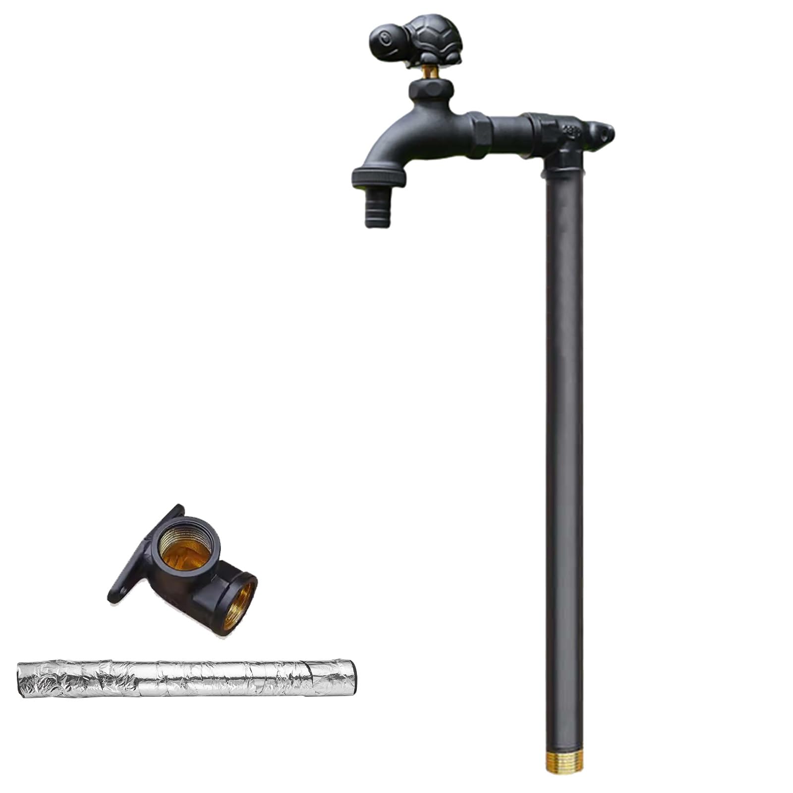 WOTZOV Faucet Water Column,39In Outdoor Faucet Water Column - Frost-Proof Garden Tap For Yard Irrigation, Durable Anti-Freeze Floor Mounted Hydrant - Black, 100Cm Vertical Watering S，Black 100cm/39in
