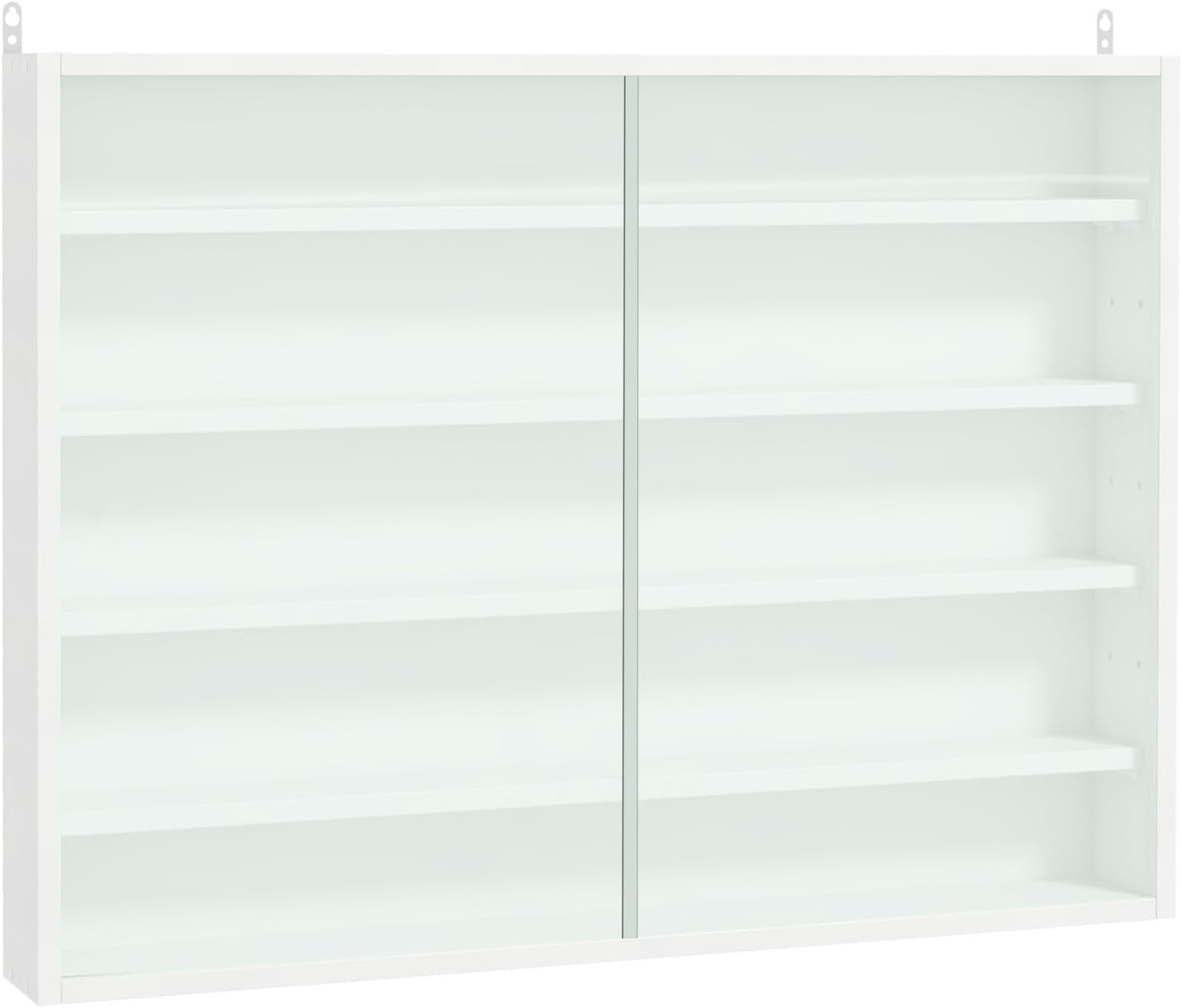 Dawn 5-Tier Display Cabinet, Glass Display Case with 2 Doors and Adjustable Shelves, Wall-Mounted, White