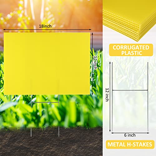 24 Sets Blank Yard Signs With H Stakes 12 X 18 Inch Waterproof Custom Corrugated Plastic Sign Garden Yard Signs Double Sided Corrugated Lawn Signs For Party Yard House Guidepost (Yellow) #TOP1