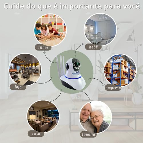 Câmera 3 Antenas Ip 1080p Full HD Wifi 360 Wifi Visão Noturna Audio Wireless Robô