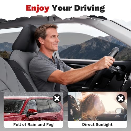 Image of Canvcle Grand Highlander Rain Guards-Window Visors for Toyota Grand Highlander 2024 2025 2026, Outside-Mount Tape-On Side Window Wind Deflectors for Car Accessories Vent Visors Rainproof Black