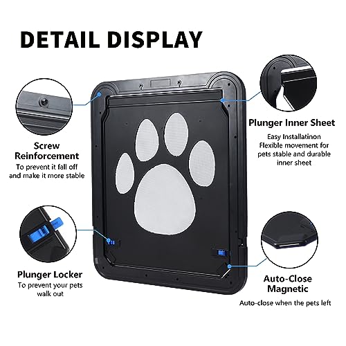iPetba Magnetic Lockable Screen Cat Door for Sliding Door with Self-Closing Flap, Sturdiness Screen Doggie Door Stability Screen Doggy Door Large Cat Door 12\"×14\" - Thumbnail 5