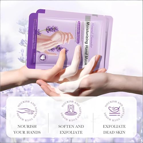 Chicwe 30 Pairs of Hand Masks Moisturizing Glove, Hydrating Hand Masks for Dry Peeling Hands, Exfoliating Collagen Gloves for Smooth Hands (Lavender)
