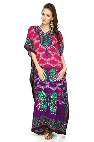 Looking Glam New Ladies surdimensionné Maxi Kimono Kaftan Tunique Kaftan Robe(étiquette 27),Taille 10--16,38-44,Rose Cover