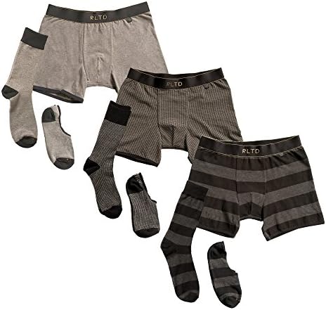 Related Garments Men's Matching Socks, No-Show Socks and Boxer Briefs: Gent Hound Closer Dark 9 Piece Set MD