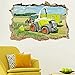 Naklejki ścienne 3D -- ciągnik zbierający trawę - sztuka ścienna dekoracyjne usuwalne winylowe naklejki ścienne do salonu, sypialni mural 60 x 90 cm