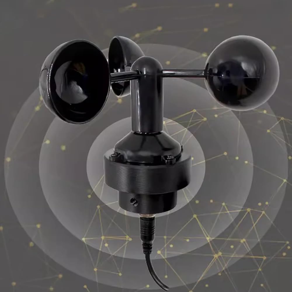 Toplionace Anemómetro RS485 con Soporte de Montaje: Sensor de Velocidad del Viento de 3 Copas para Uso en Exteriores, Vehículos y Grúas.