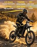 Jasion Patrol 52 Vélo électrique pour adultes et adolescents4000W Hauteur maximale 40MPH Vélo électrique avec 52V 30AH 1560Wh Batterie E Dirt Bike,50-Mile Gamme,19'/17'' Pneus hors route, Freins hydrauliques complets et suspension double