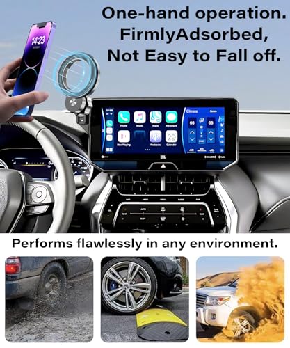 Image of Car Phone Holder for Toyota Venza 2021-2024 12.3 inch Screen Accessories | MagSafe Strong Magnetic Clip-On Cell Phone Mount, 360 Rotatable Hands-Free Holder, Not Block Air Vents