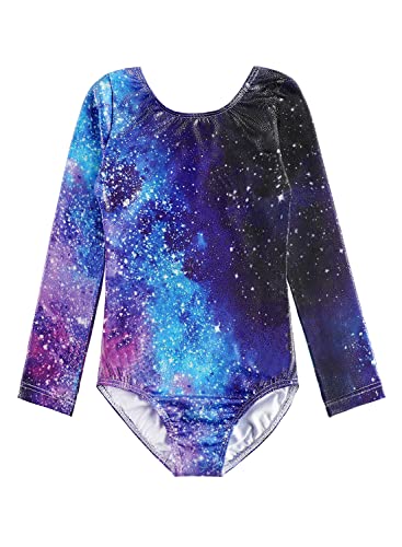 HOZIY Long Sleeve Leotards for Girls Gymnastics Kids Toddler Tumbling Outfits Floral Unicorn Galaxy Rainbow Stripe Pattern