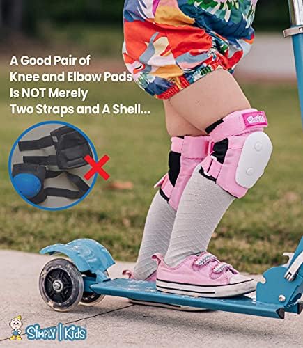 Simply Kids Knee and Elbow Pads with Wrist Guards, HardSoft Pad Tech. - CPSIA Certified Protective Gear Set - Inline Roller Skate Skateboard Bike Knee Pads for Kids Child Girls Boys Toddler Youth 3 51TddC4S RS. AC