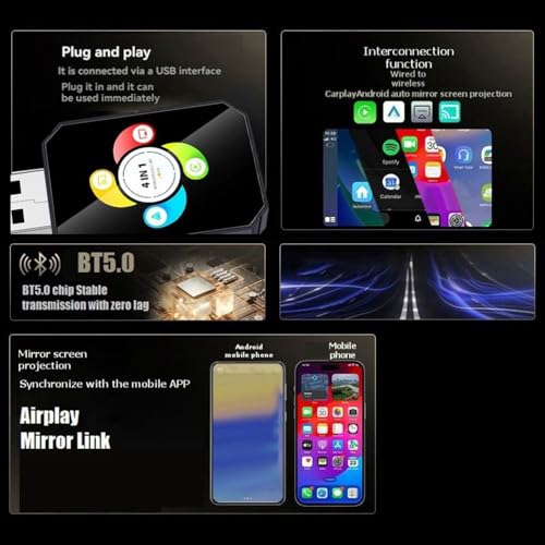 Adaptador CarPlay inalámbrico 4 en 1 con Airplay y Mirror Link para Android e iOS 4