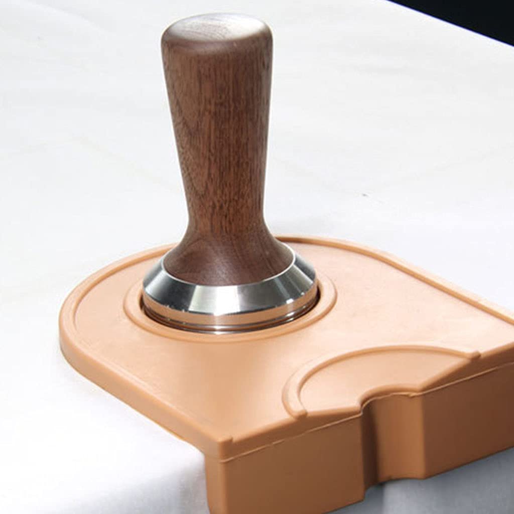 PANGBOER Tappetino per caffè espresso in vero legno, in acciaio inox, con martello in polvere pressata rimovibile