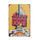 Yellow Submarine Tin Sign Wall Decor Metal Retro Tin Sign Wall Decorative Signs Art Decor for Beatle