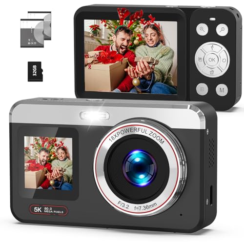 Hoorola 5K Digital Camera, 80MP Dual Screen Autofocus Vlogging Camera,
