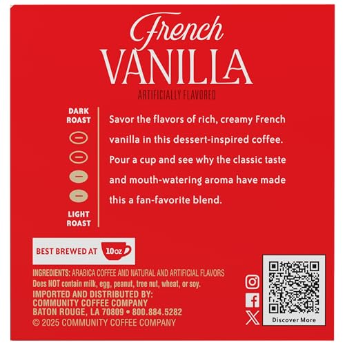Image of Community Coffee French Vanilla Flavored 10 Count, Medium Roast, Keurig K-Cup Coffee Pods, 10 Count (Pack of 1)