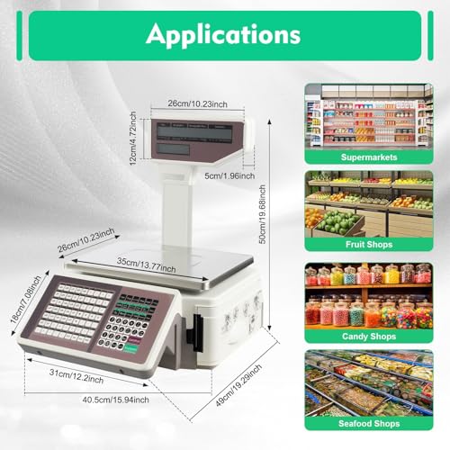 Báscula electrónica etiqueta con impresora, 66 lbs LCD doble miniatura 5