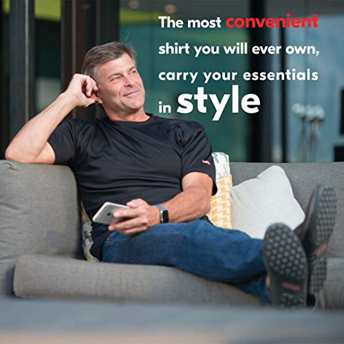 SCOTTeVEST Performance Short Sleeve - Athletic Workout Clothes Men - 3 Pockets (BK, L) Black