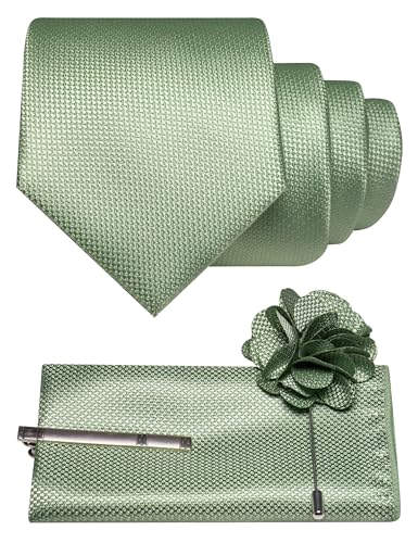 Image of JEMYGINS Mens Tie and Lapel Pin with Pocket Square Tie Clip Sets for Casual and Business 4PCS