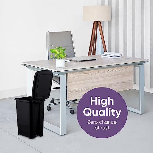Image of Superio Slim Step On Pedal Plastic Trash Can, Waste Bin for Under Desk, Office, Bedroom, Bathroom, Kitchen (2.5 gal) (Black)