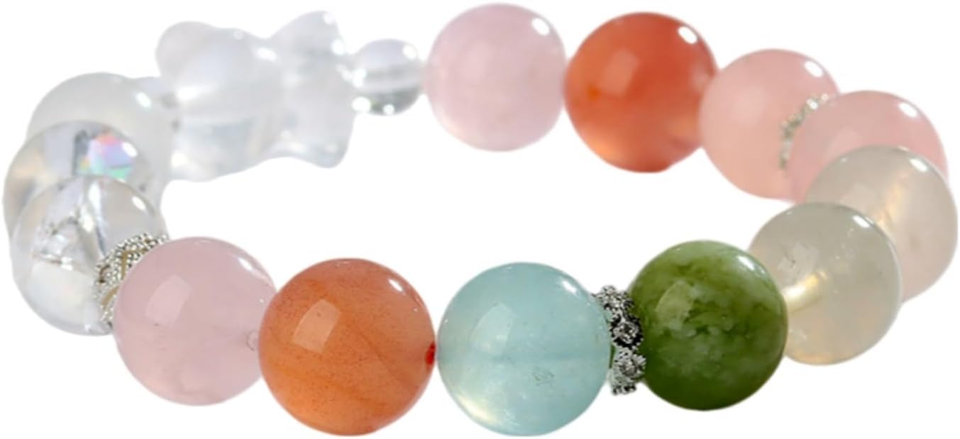 DorkTees (C787多宝水晶小熊手链) 天然多宝水晶可爱小熊大气 Fengshui Jade Bracelet Lucky Charm 手链清新甜美时尚原创女款手串饰品