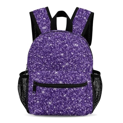 Purple Ombre Glitters 13 Inch Backpack Lightweight Double Shoulder Bag with Zippers Unisex Daypack