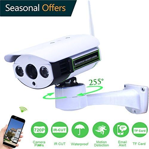 Outdoor IP Camera,720P HD 1.0MP Outdoor Surveillance Bullet Camera With Wifi And Mic Input Support 32GB Micro SD card Ratingsecu