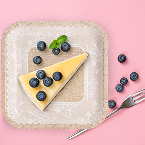 Jinqiu Line Paper Plates Disposable Gold Plates, Sturdy Microwave-Safe Durable Plate, Heavy-Duty 7Inch 50Ct Plates, Bulk For Party #TOP3