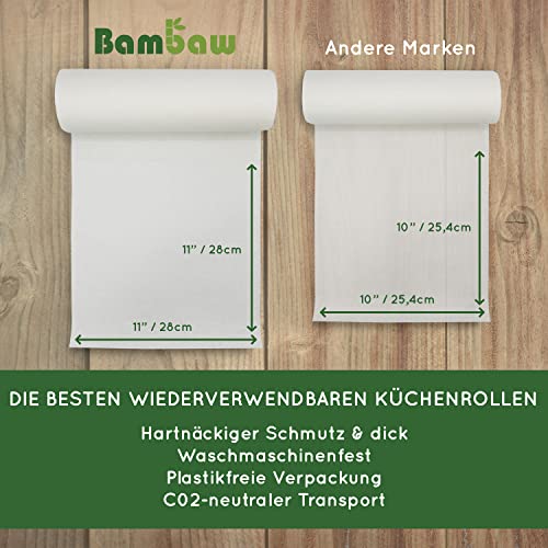 Foto von Bambus Küchenrolle | Waschbare Bambustücher | 20 Blätter | Saugstarke und Reißfeste Haushaltstücher | küchenrolle Wiederverwendbar | Papiertücher | schnelltrocknend | Bambaw