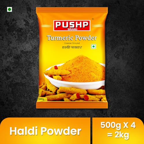 Image of Pushp Brand Turmeric Powder 500g Pouch | Natural Haldi Powder (Pack Of 4)