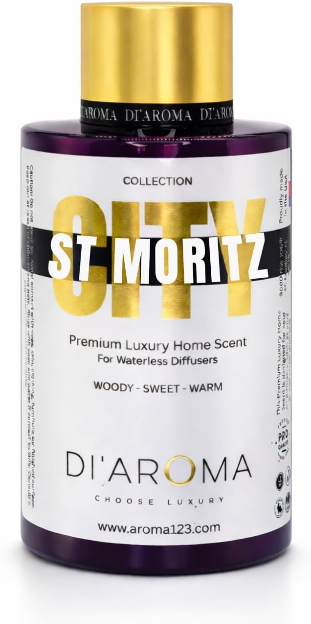 Di'Aroma St Moritz Aroma Oil Blend 120ml – Premium Diffuser Oil for Home, Waterless & Essential Oil Diffusers, Long Lasting Home Fragrance, City Collection, Made in USA (120ml, St. Moritz)