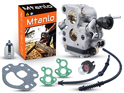 Mtanlo Carburetor Kit For Husqvarna 435 440 435E 440E Jonsared CS410 CS2240 Chainsaw, Carburetor, Fuel Hose, Return Hose, Fuel Filter, Primer Bulb, Carb Gasket, Intake Gasket