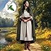 QPAXUCR Renaissance Cloak Women, medieval costume Long Cloak with hood and Green Leaf Brooch Necklace for Halloween Party. (Green)