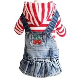 UOSIA Sudaderas con Capucha para Perros pequeños, Ropa Vaquera, Vestidos de Lujo para Perros, Monos a Rayas para Perros pequeños y medianos, Falda Vaquera para Mascotas, Disfraz Bonito para Cachorro
