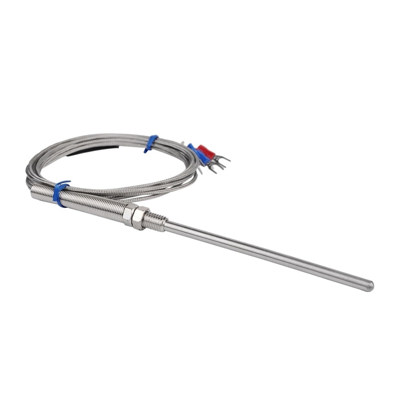 Escudo de Acero Inoxidable, Tubo de sonda de 10cm, Sensor de Temperatura PT100 con Cable de 2m y 3 Cables for Controlador(Cable Length 3m)