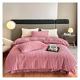 AYCDL Bettwäsche-Set, Plüsch-Bettwäsche-Set In Queen- Und Kingsize, 4-Teilig, Dick Und Warm, Bestehend Aus Bettbezug, Laken Und Kissenbezug,002-FITTED Bed Sheet_King 220X230CM 4PCS.