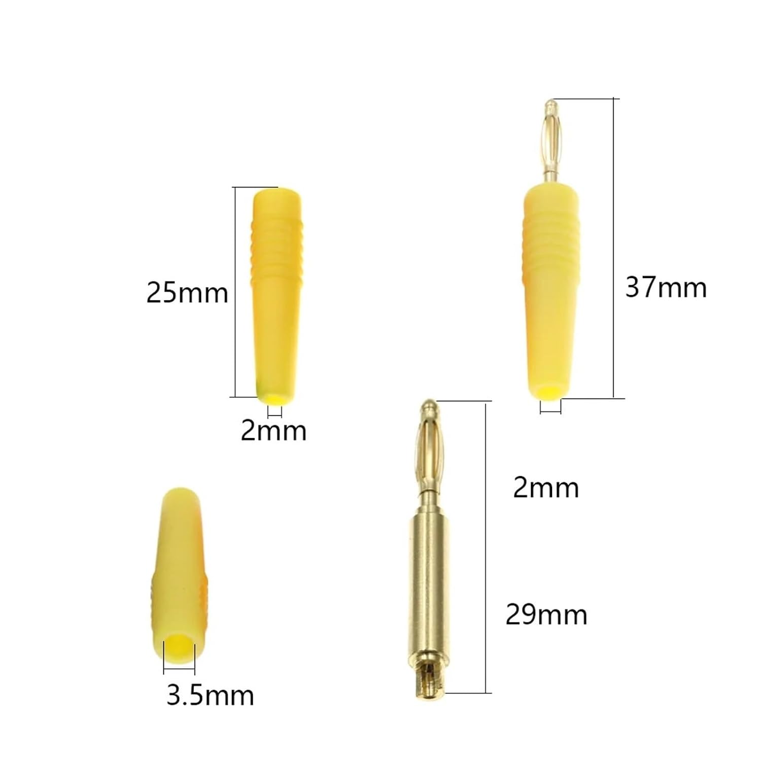 2MM Connector 5 Colors Black/Red/Yellow/Green/Blue 5Pcs | Yellow