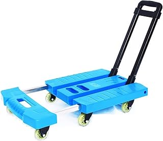 Folding Hand Truck with 6 Wheels - Heavy Duty Flatbed Trolley Cart for Home, Office & Travel - Telescoping Handle, 330lbs Capacity, Ideal for Moving Luggage & Supplies