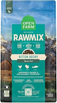 Open Farm, RawMix Dry Cat Food, Protein Packed Kibble Coated in Bone Broth with Freeze Dried Raw Chunks, Formulated for Kittens, Chicken with Turkey & Wild-Caught Salmon Recipe for Kittens, 8lb Bag