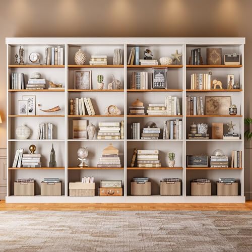 Vyre 70.8" Tall White Bookshelf, Farmhouse Modular Bookcase with 6-Tier
