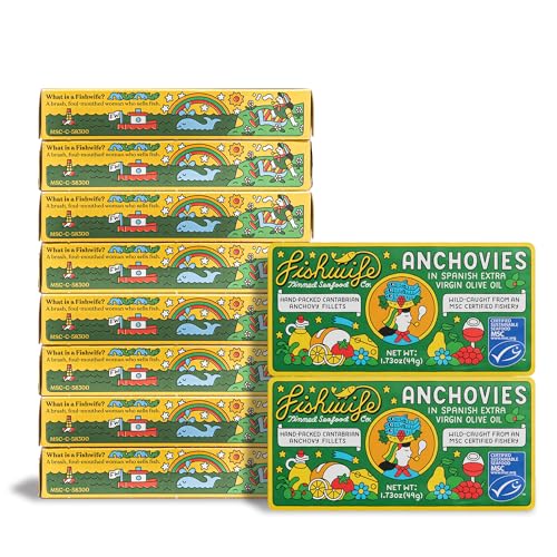 Fishwife Cantabrian Anchovies 10-Pack (1.73 Ounce) | Wild-Caught & Hand-Packed with Spanish Extra...