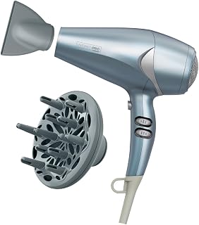 INFINITIPRO by CONAIR Hair Dryer with Diffuser, Quick Style & Shine Blow Dryer, Frizz-Free Hair, Blue