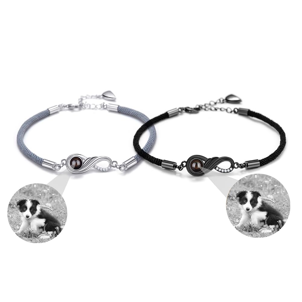 Pulsera con foto Pulsera a juego personalizada para parejas, foto personalizada Pulseras de pareja infinitas Pulseras de atracción para él y para ella