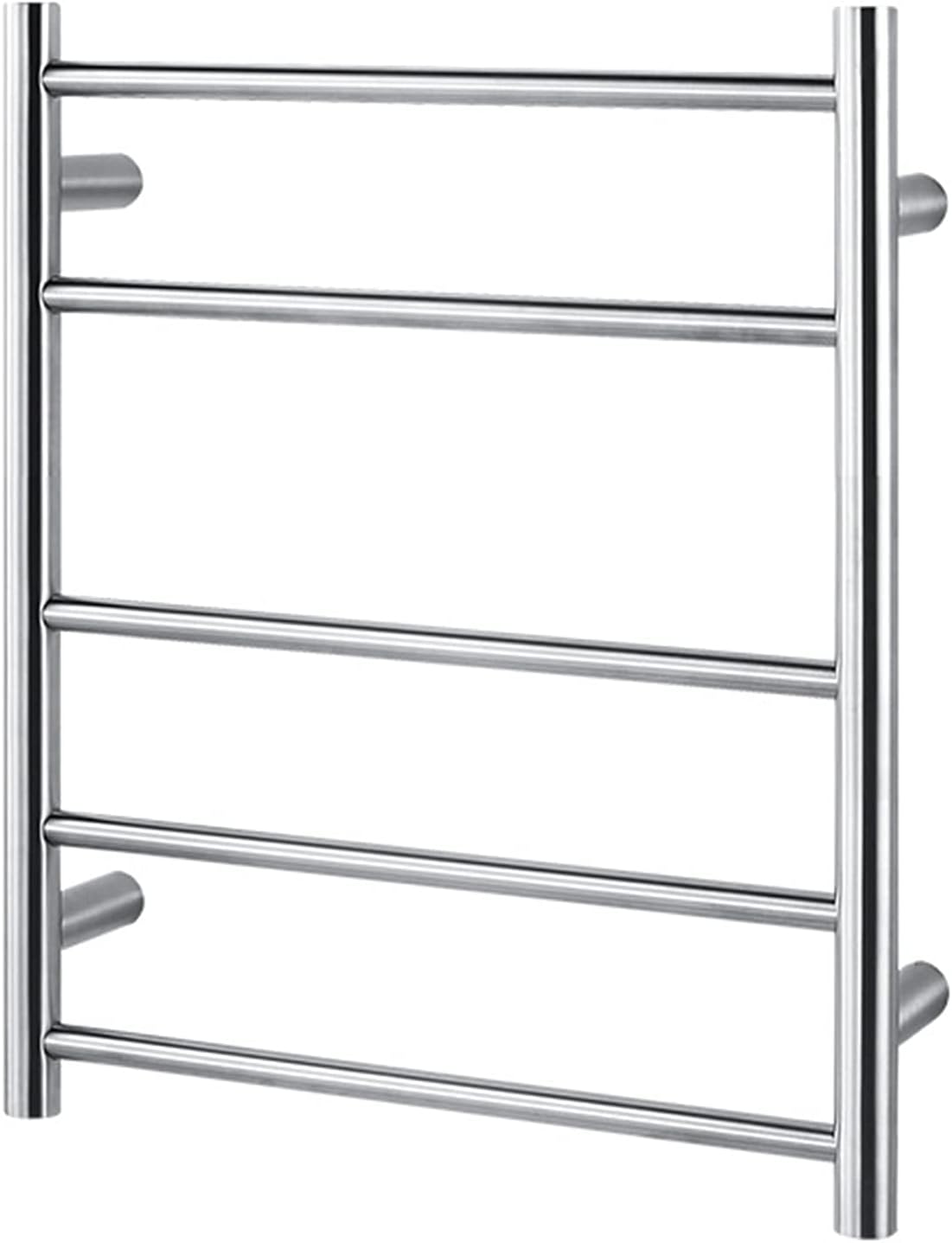 Electric Heated Towel Rack, 60W 304 Stainless Steel Drying Rack with 5 Round Bars Wall Mounted Constant Temperature Fast Heating Towel Dryer for Bathroom (Bright Plug in)