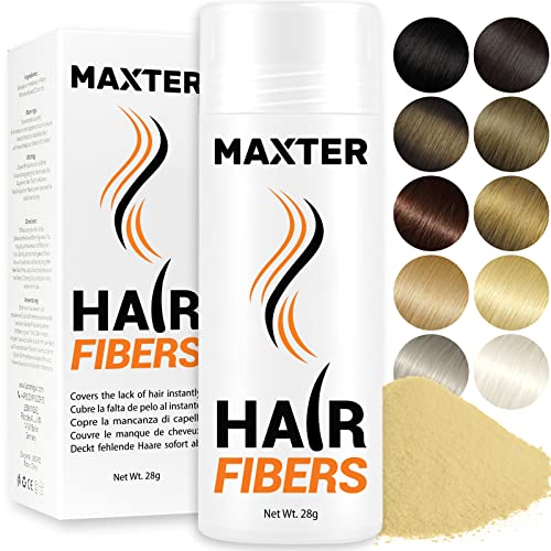 Maxter FIBRAS CAPILARES Rubio Claro - Microfibras Capilares de Algodón en Polvo 100% Natural para Disimular Calvicie y Alopecia al Instante - Fibra Capilar Hombre y Mujer - Hair Fibers