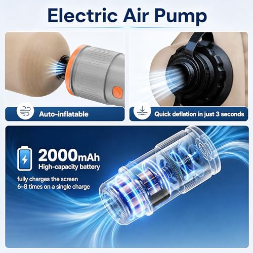 Pantalla inflable para proyector al aire libre con soplador eléctrico de aire, pantalla portátil con bolsa de transporte, estacas, cuerdas, protector de suelo, pantalla para películas en jardín, camping, teatro (12.5FT) miniatura 2