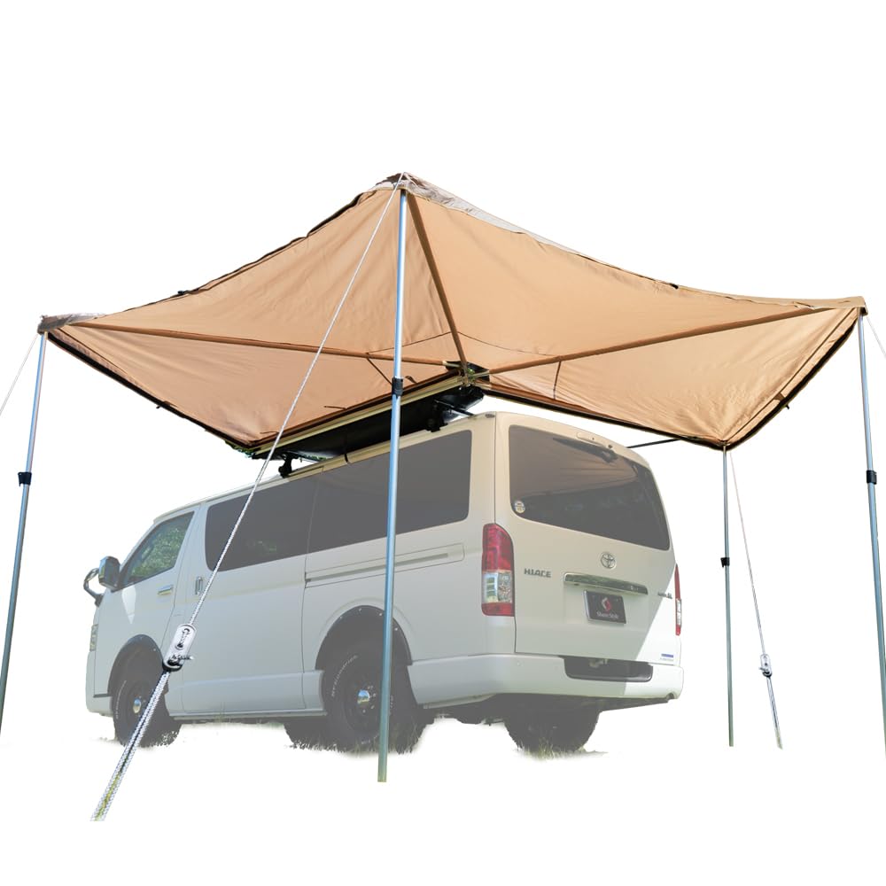 RVカーサイドオーニング(タープ) Amazon | 2m幅 カーサイドタープ 軽自動車 サイドオーニング 車 タープ