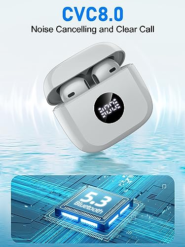 Auriculares-Inalambricos-Auriculares-Bluetooth-53-HiFi-Estereo-con-HD-Mic-Cascos-Inalambricos-Bluetooth-IP7-Impermeable-Pantalla-LED-In-Ear-Auriculares-Reproduccion-de-40H-Control-Tactil-Gris